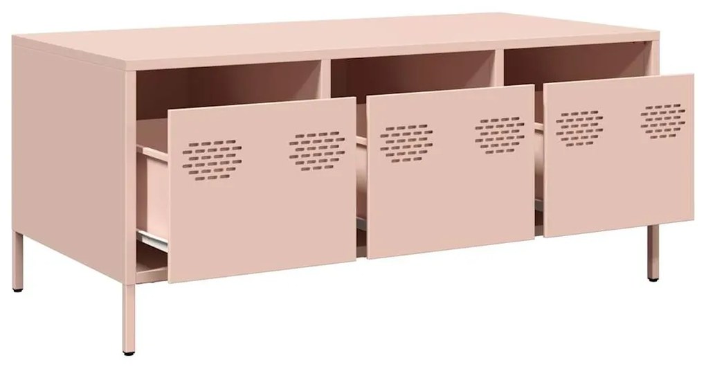 Mesa de centro 101,5x50x43,5 cm aço laminado a frio rosa