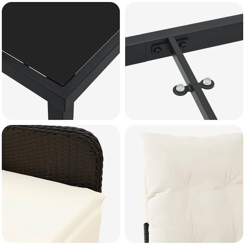 Conjunto de Jantar de Jardim 5 Peças com Almofadas, Rattan Sintético P
