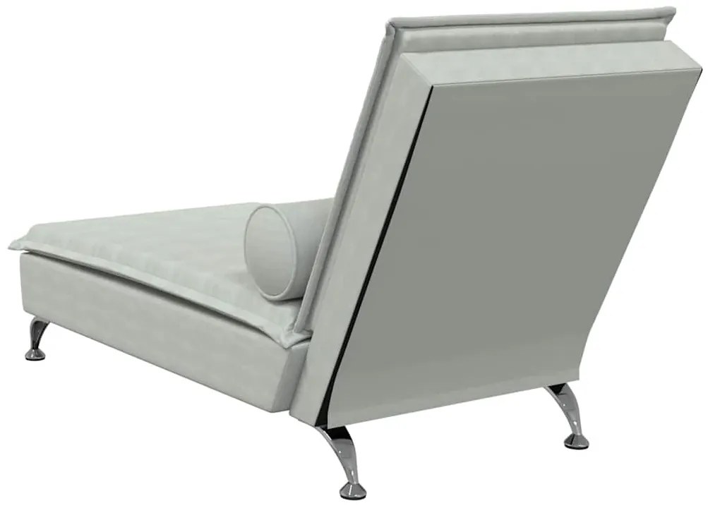 Chaise lounge de massagem com rolo veludo cinzento-claro