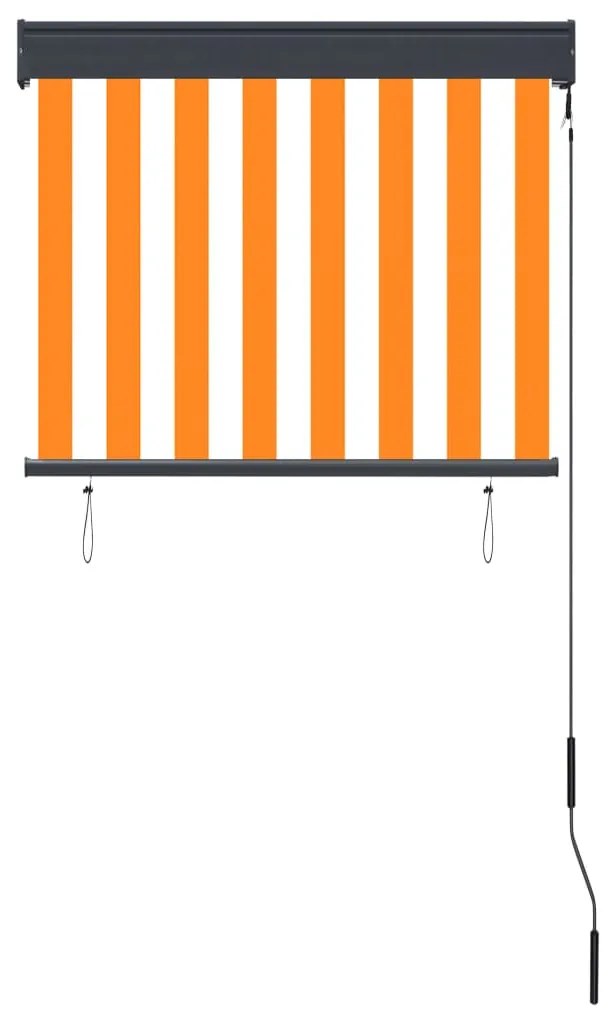 Estore de rolo para exterior 80x250 cm branco e laranja