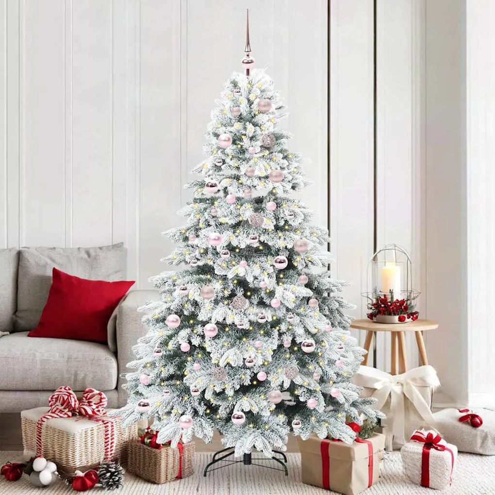 vidaXL Árvore de Natal Artificial com 300 LEDs Branco 180 cm PE e PVC