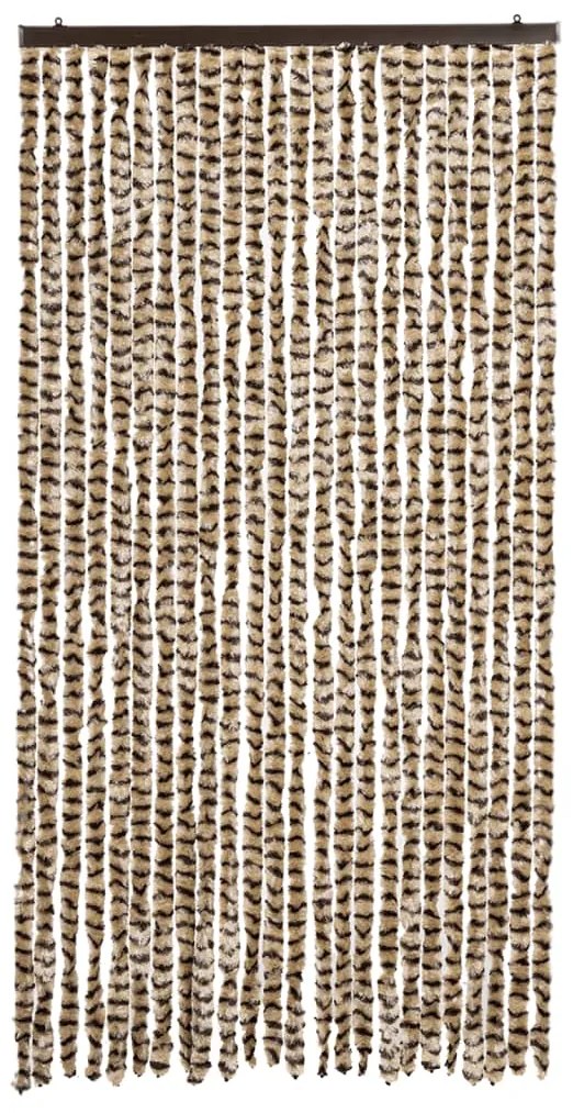 Cortina anti-insetos 100x230 cm chenille bege e castanho