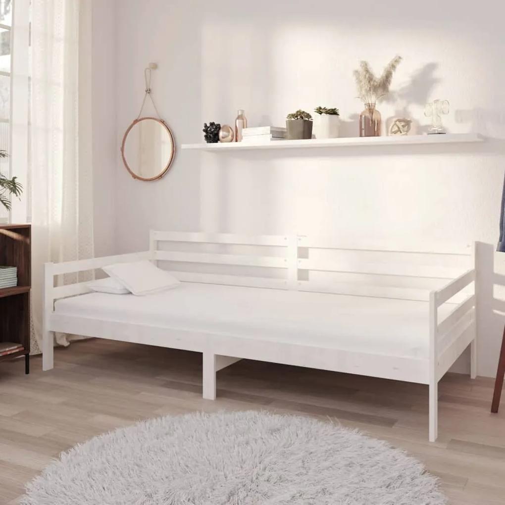 3083595 vidaXL Sofá-cama com colchão 90x200 cm pinho maciço branco