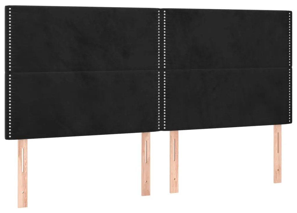 Cama box spring c/ colchão/LED 180x200 cm veludo preto