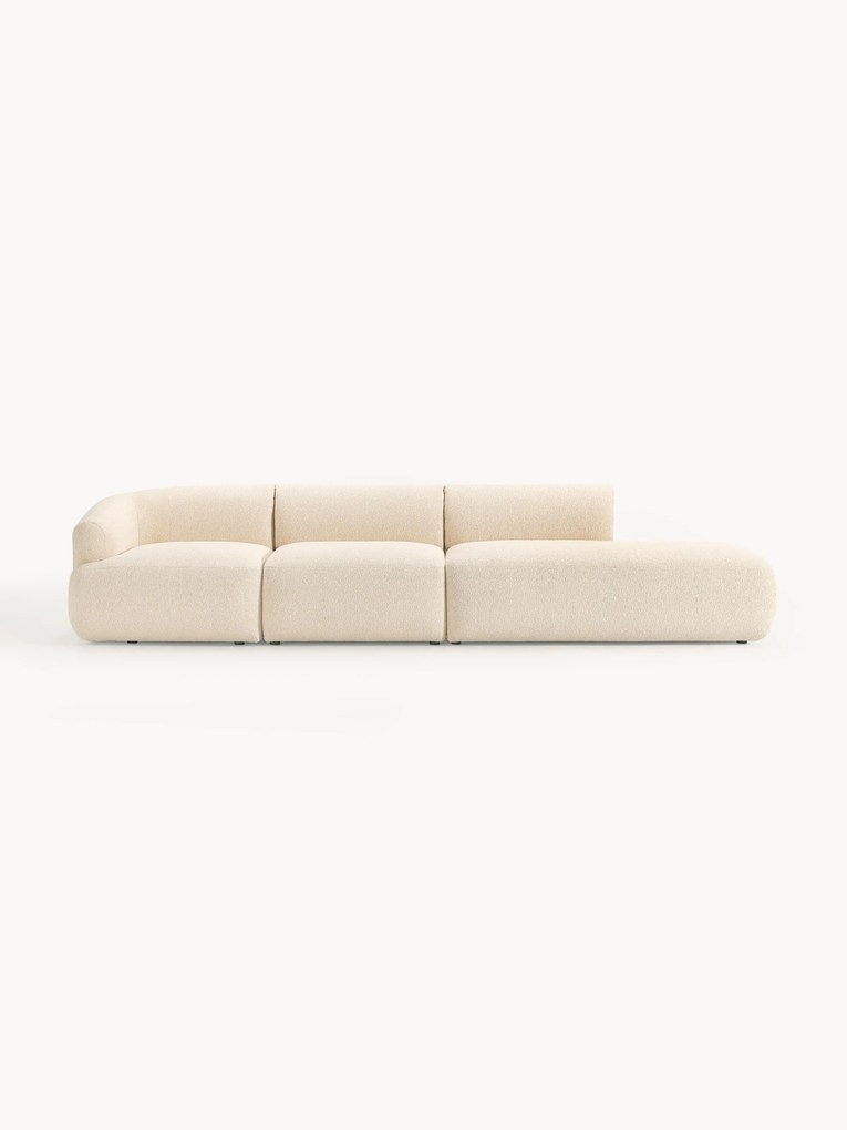Módulo com chaise longue em bouclé Sofia (4 lugares)