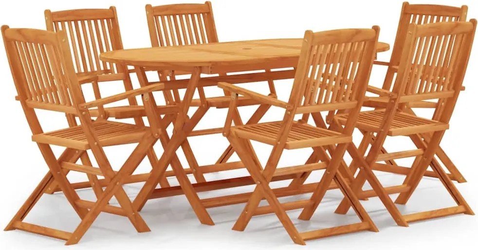 vidaXL 7 pcs conj. jantar exterior dobrável madeira eucalipto maciça