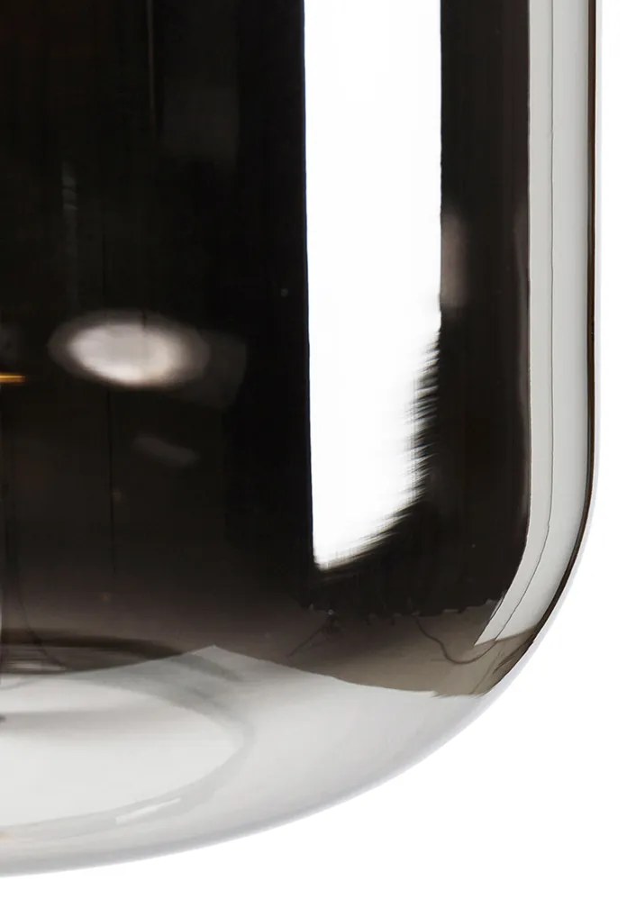 Candeeiro de pé preto com dourado e vidro fumê incl. PUCC - Zuzanna