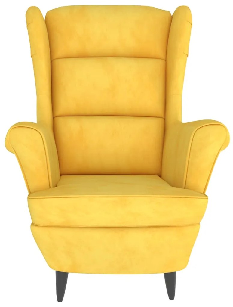 Poltrona em veludo amarelo mostarda