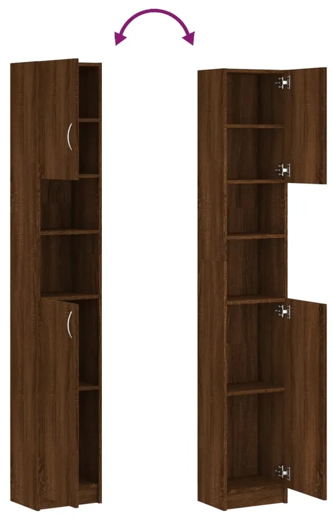 Armário WC 32x25,5x190cm derivados de madeira carvalho castanho