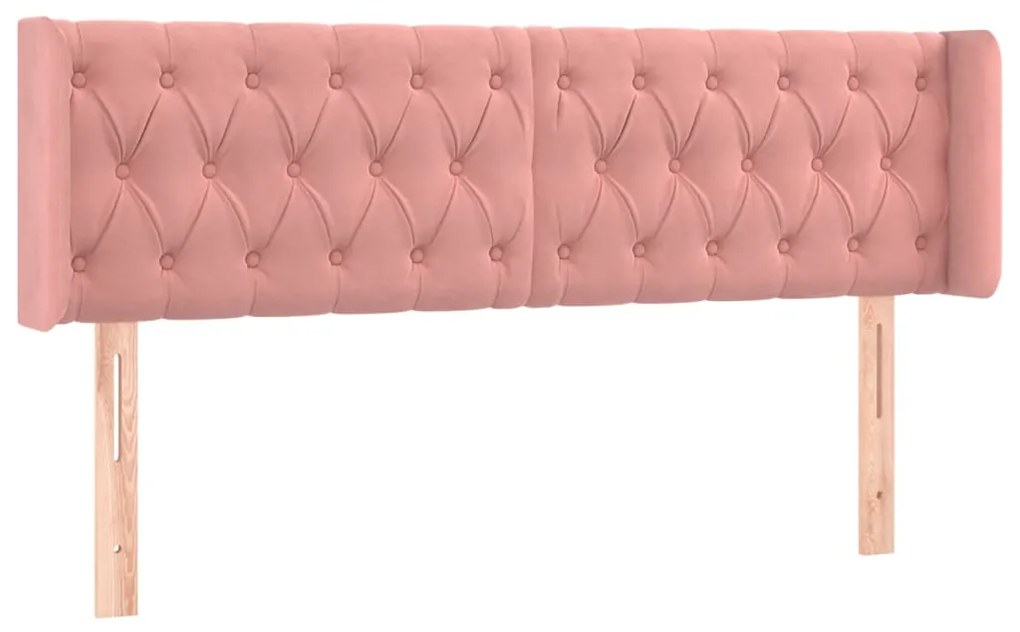 Cabeceira de cama c/ luzes LED veludo 163x16x78/88 cm rosa