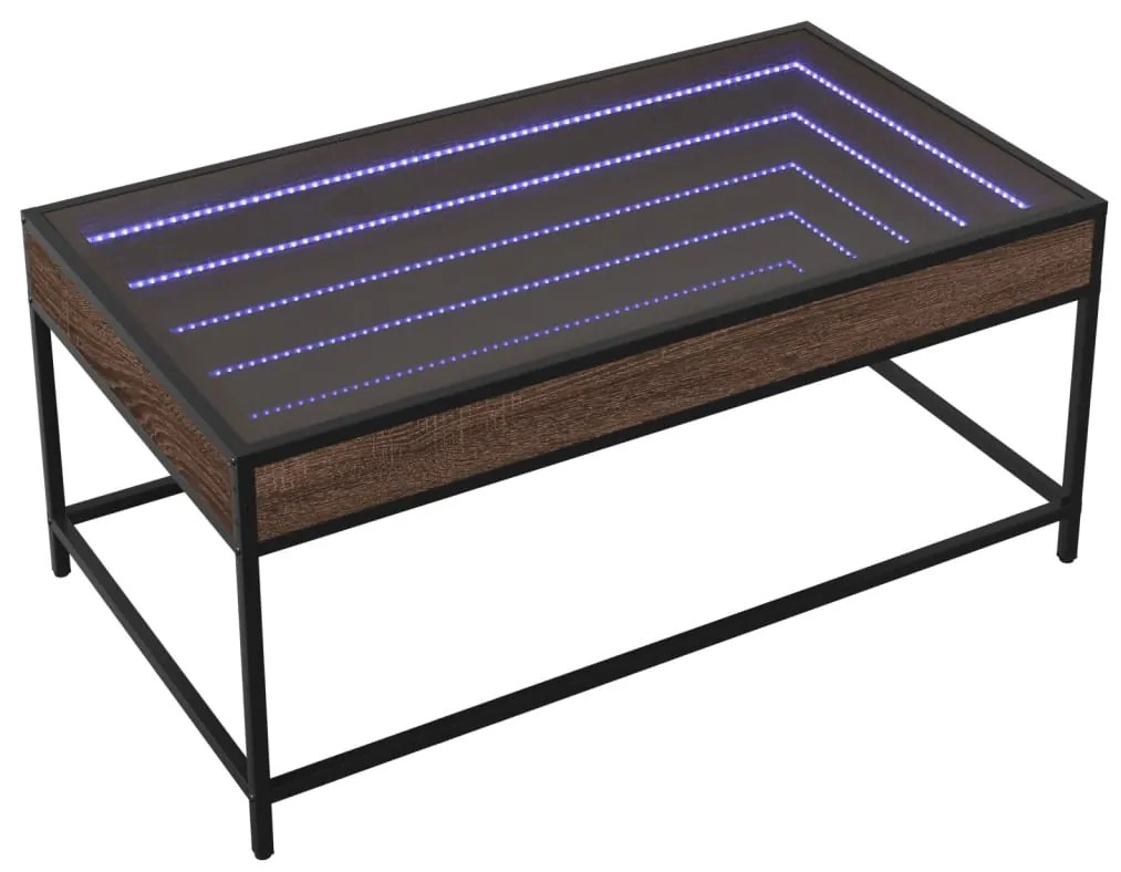 Mesa de centro luzes LED Infinity 90x50x41 cm carvalho castanho
