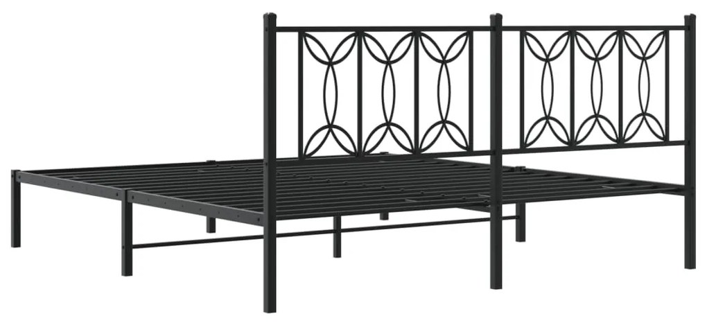 Estrutura de cama com cabeceira 183x213 cm metal preto