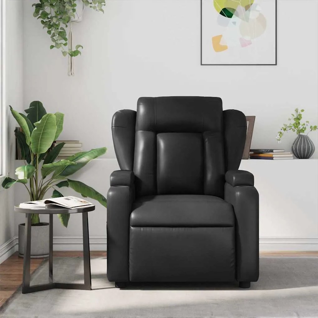 Poltrona de massagens reclinável couro artificial preto