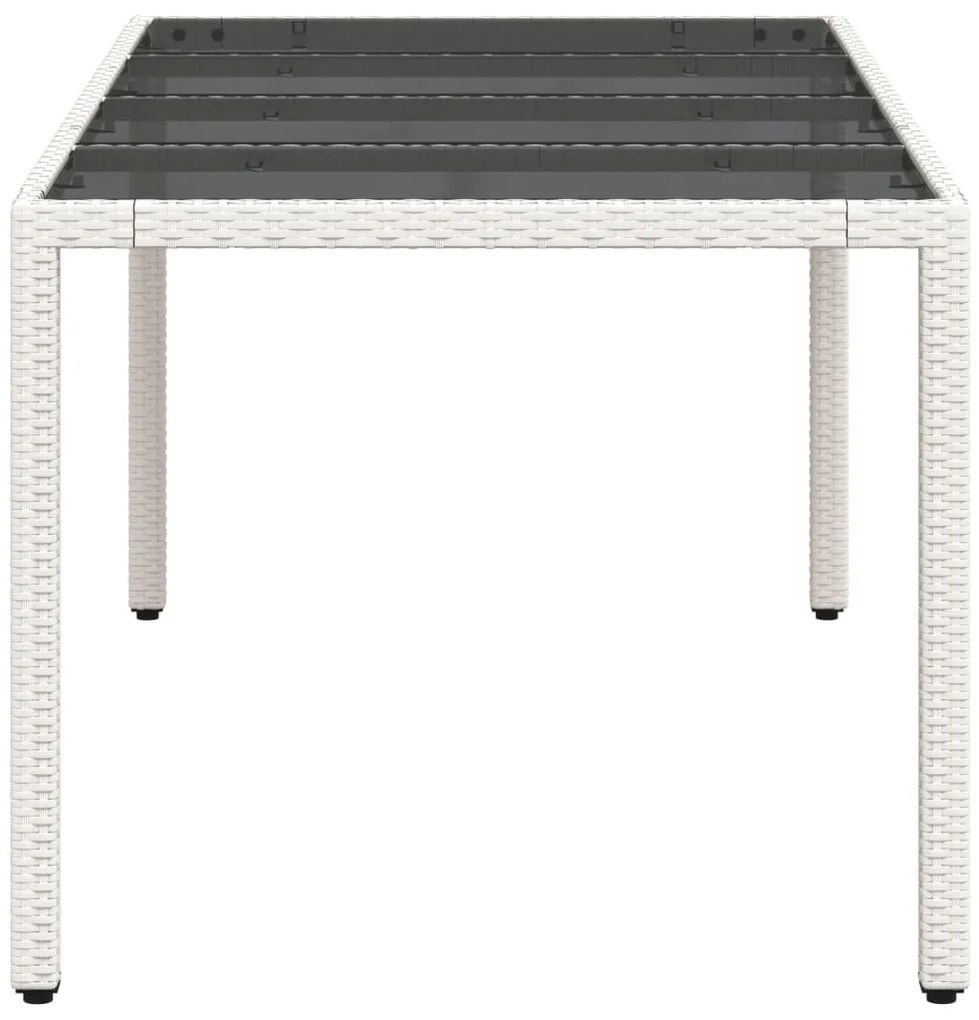 Mesa de jardim com tampo de vidro 190x90x75 cm vime PE branco