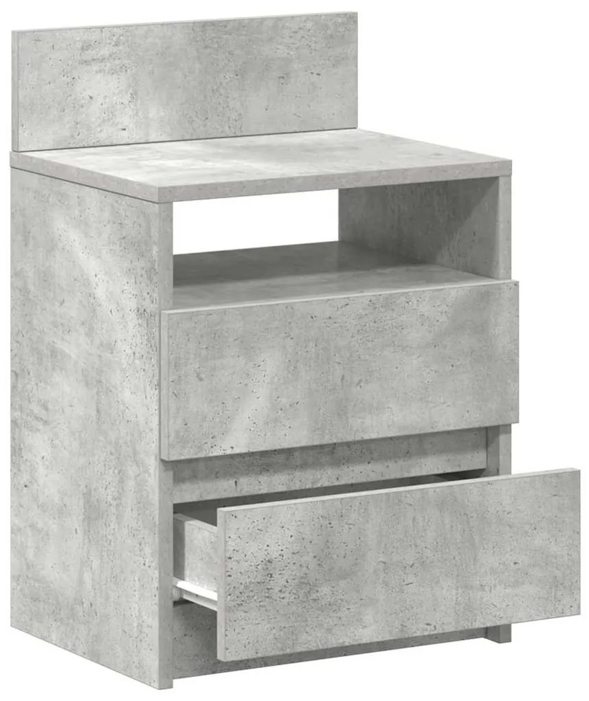 Mesa de cabeceira com 2 gavetas 40x33x60 cm cinzento cimento