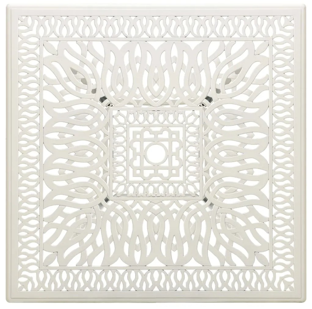 Mesa de jardim 90x90x73 cm alumínio fundido branco
