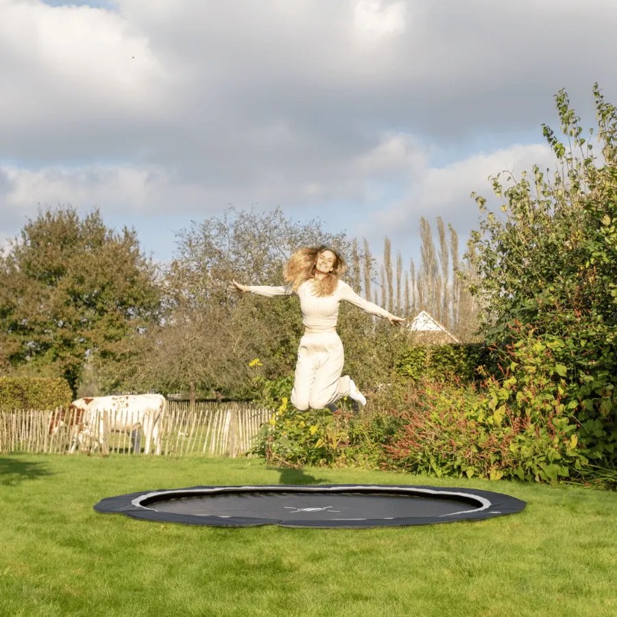 Trampolim redondo desportivo InTerra ao nível do solo ø366 cm - preto