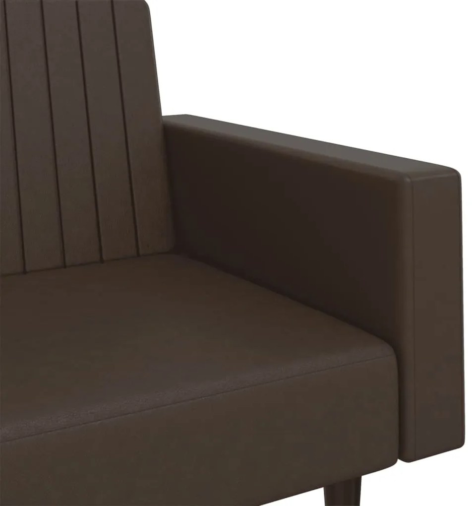 Sofá-cama de 2 lugares couro artificial castanho