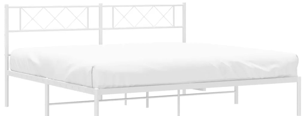 Estrutura de cama com cabeceira 200x200 cm metal branco