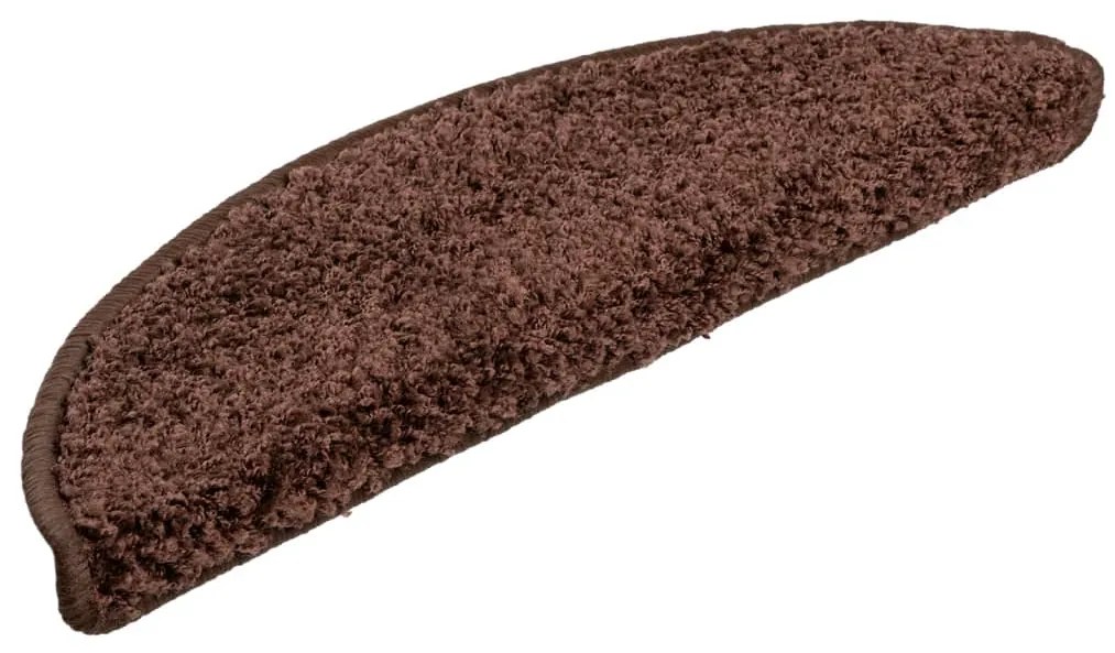 Tapetes de escadas 10 pcs 56x17x3 cm castanho