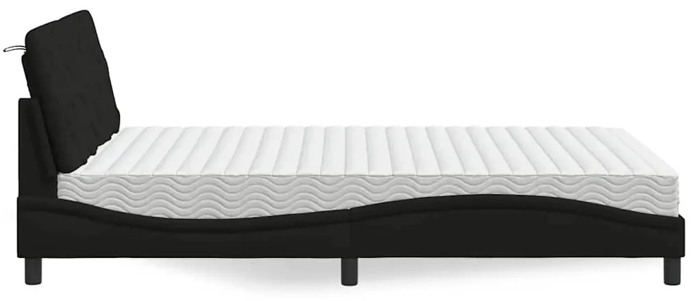 Cama com colchão 140x190 cm tecido preto