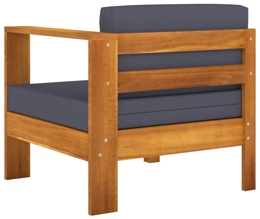 7 pcs conj. lounge de jardim c/ almofadões cinza-escuro acácia