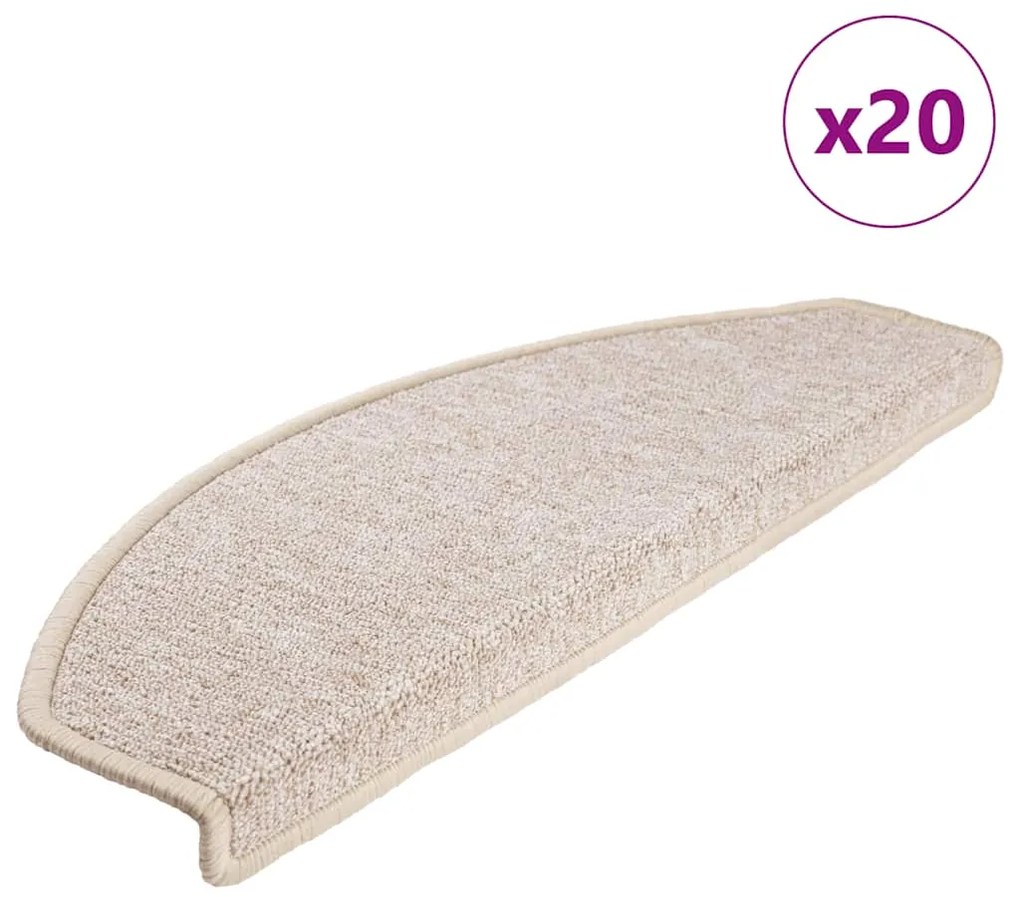 vidaXL Tapetes de escada 20 peças 65x24x4 cm cinza-claro semicircular grande