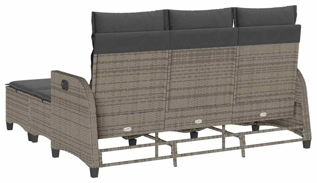 3 pcs conjunto sofás de jardim com almofadões em L vime PE