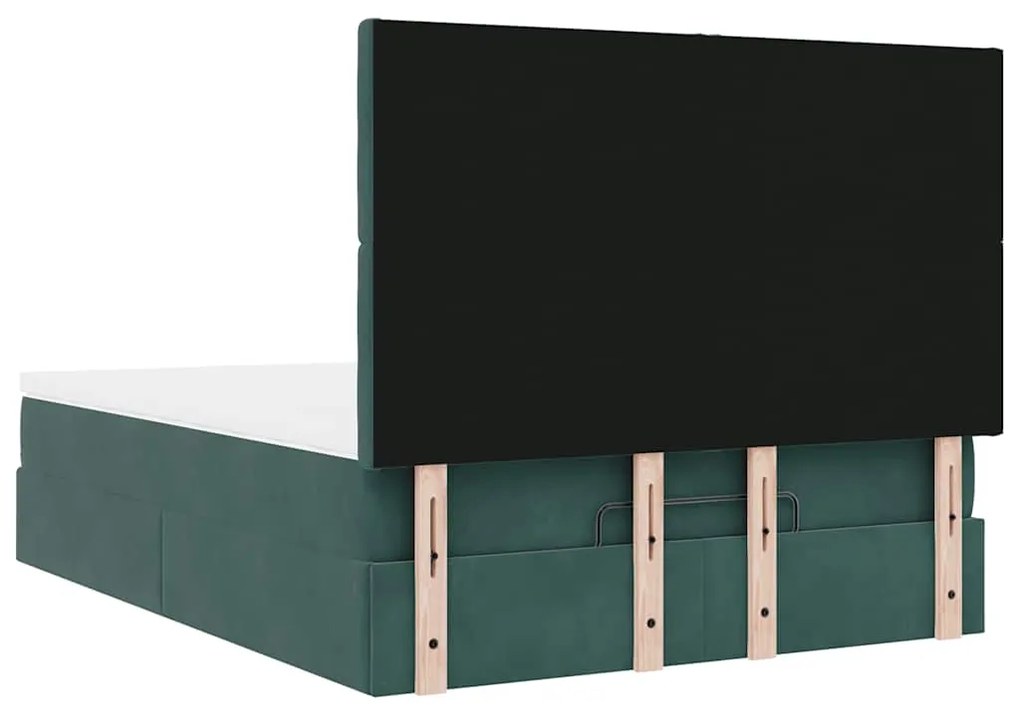 Estrutura cama otomana colchões 140x200 cm veludo verde escuro