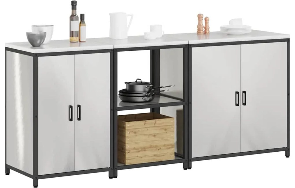 Conjunto de Armazenamento de Cozinha com prateleira Outros 3 pcs Prata