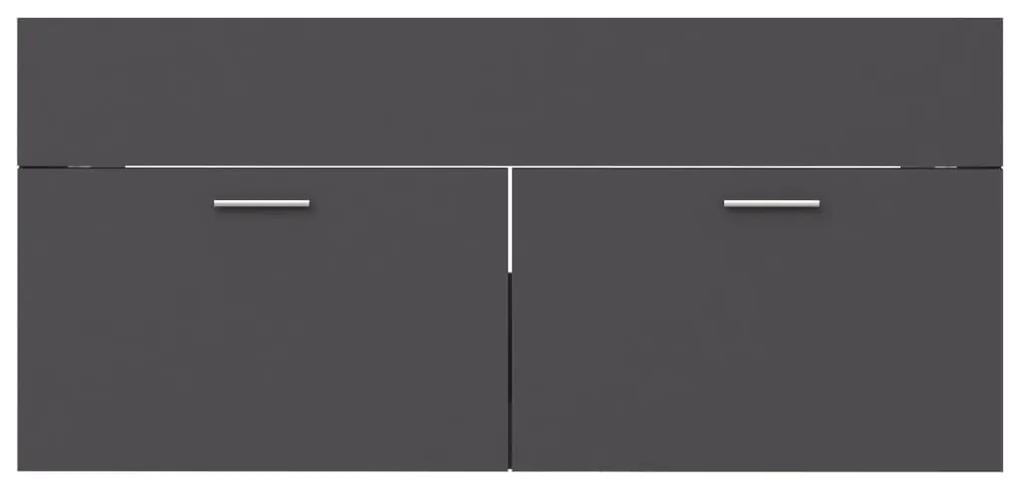 Armário de lavatório 100x38,5x46 cm contraplacado cinzento