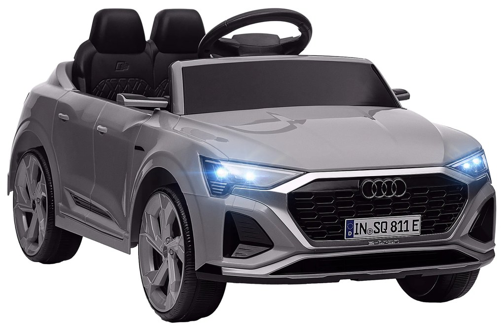 AIYAPLAY Carro Elétrico para Crianças Carro Audi Q8 Etron Sportback Infantil 12V Faróis Buzina e Música 98x49,5x43 cm Cinza