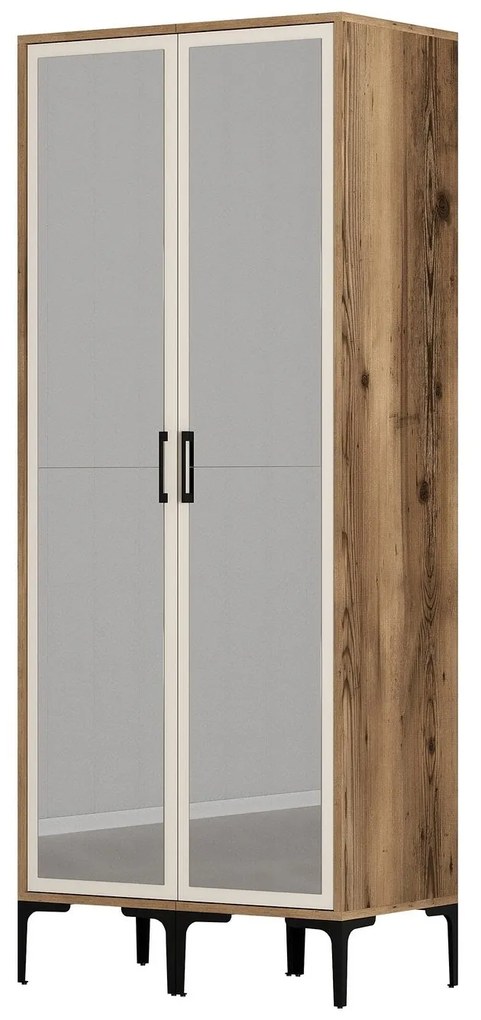 Roupeiro Kumsal RR – Nogueira e Creme – 80x47,5x201,4 cm