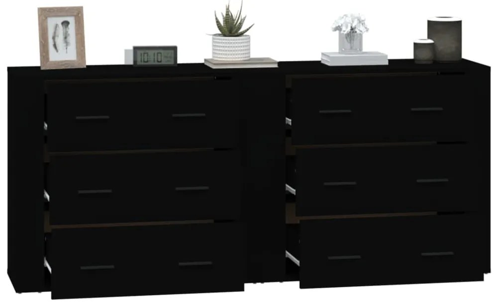 Aparadores 2 pcs derivados de madeira preto