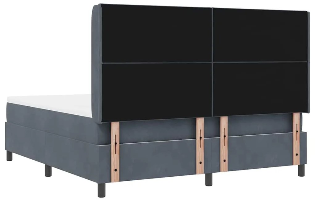 Cama Box com Colchão e LED vidaXL Cinza Escuro 180x200 cm Veludo
