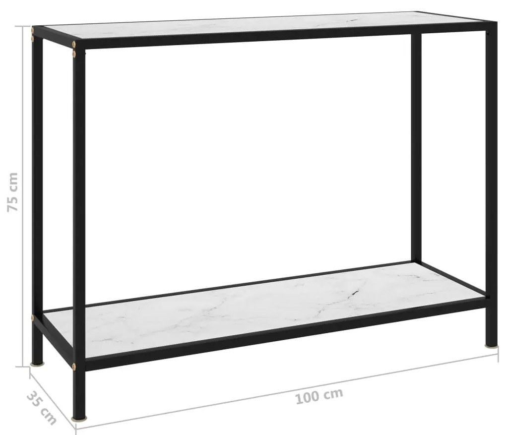 Mesa consola 100x35x75 cm vidro temperado branco