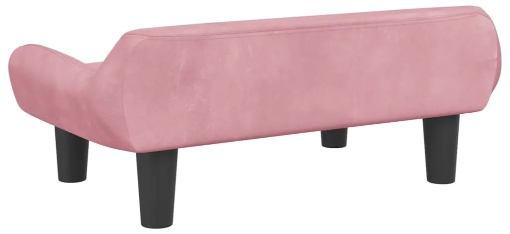 Sofá infantil 70x40x24 cm veludo rosa