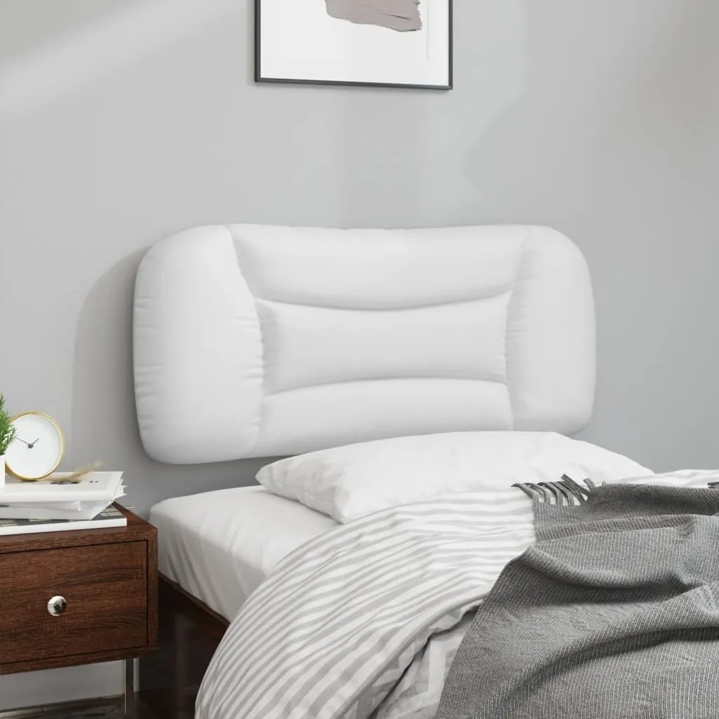 Almofadão de cabeceira 90 cm couro artificial branco