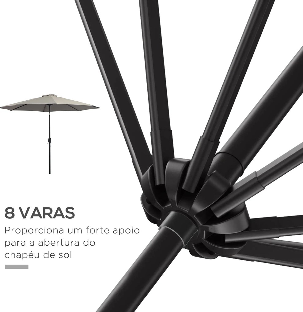 Chapéu de Sol de Jardim Ø295x250 cm com Manivela Chapéu de Sol Exterio