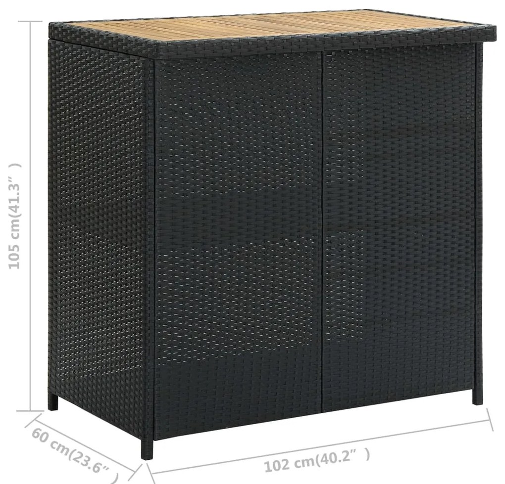 3 pcs conjunto de bar vime PE preto