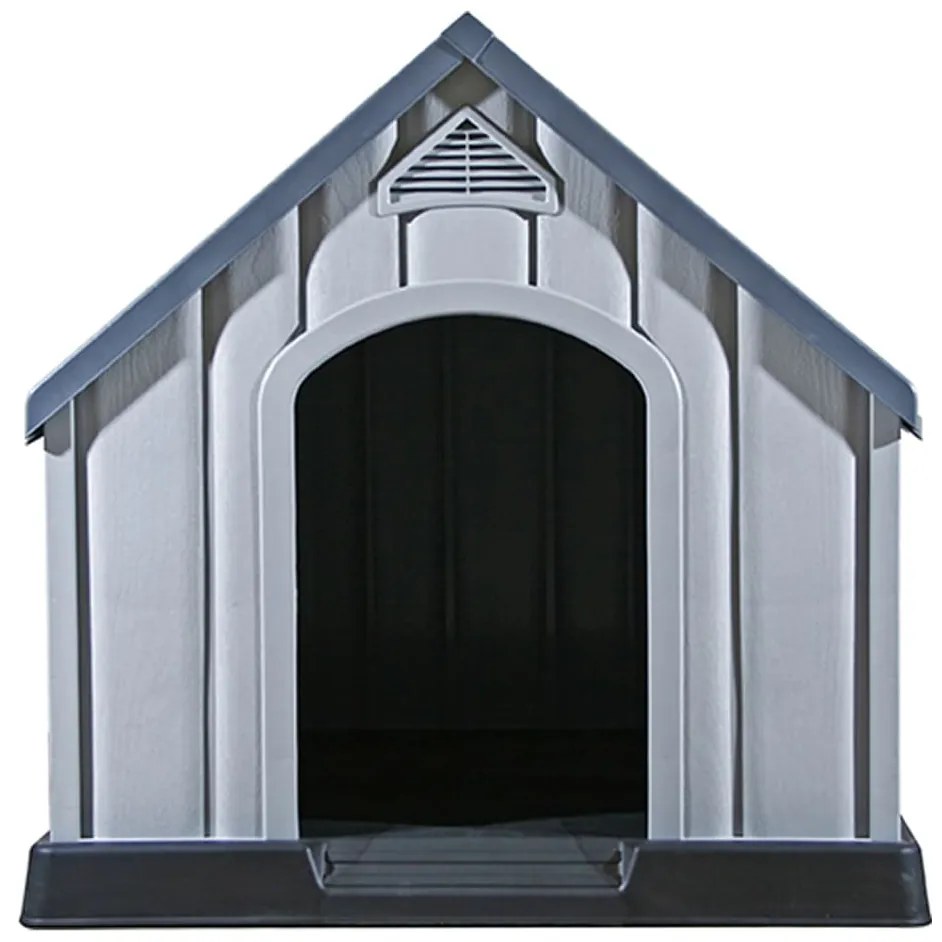 Casota para cão 92x87x91 cm plástico cinzento