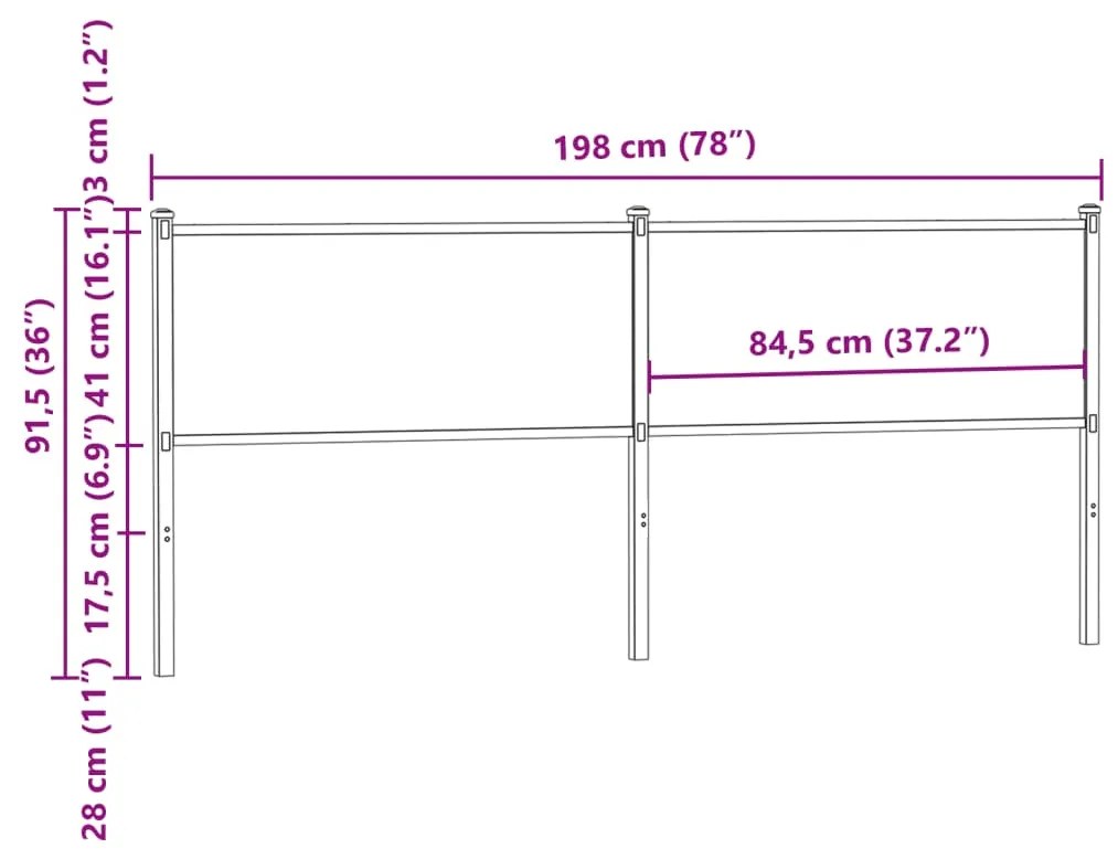 Cabeceira de cama 190cm derivados madeira/aço carvalho castanho