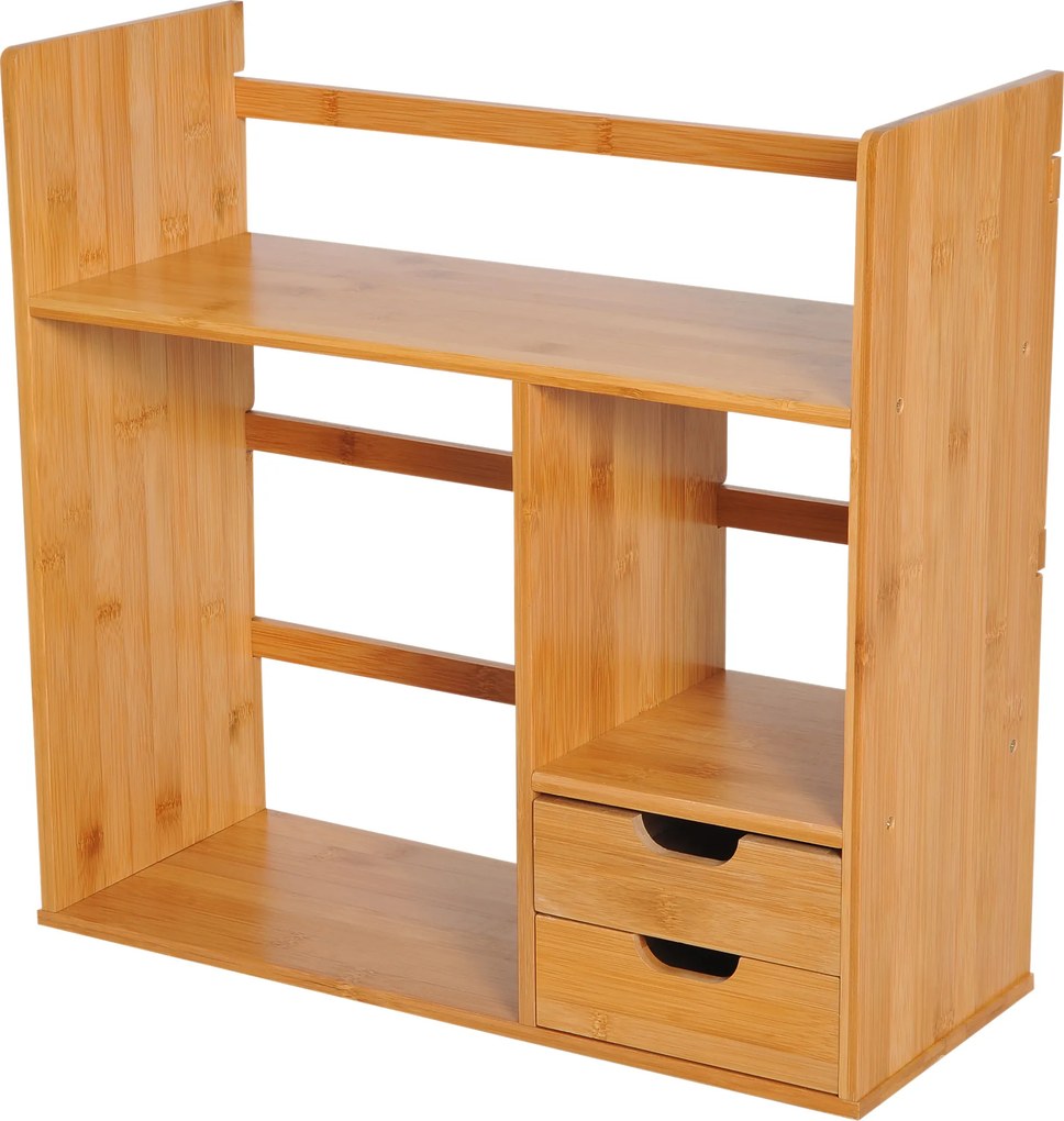 Prateleira para secretária 48 x 20 x 46 cm, biblioteca, arrumação, organizador de secretária, cozinha, casa de banho, em bambu natural