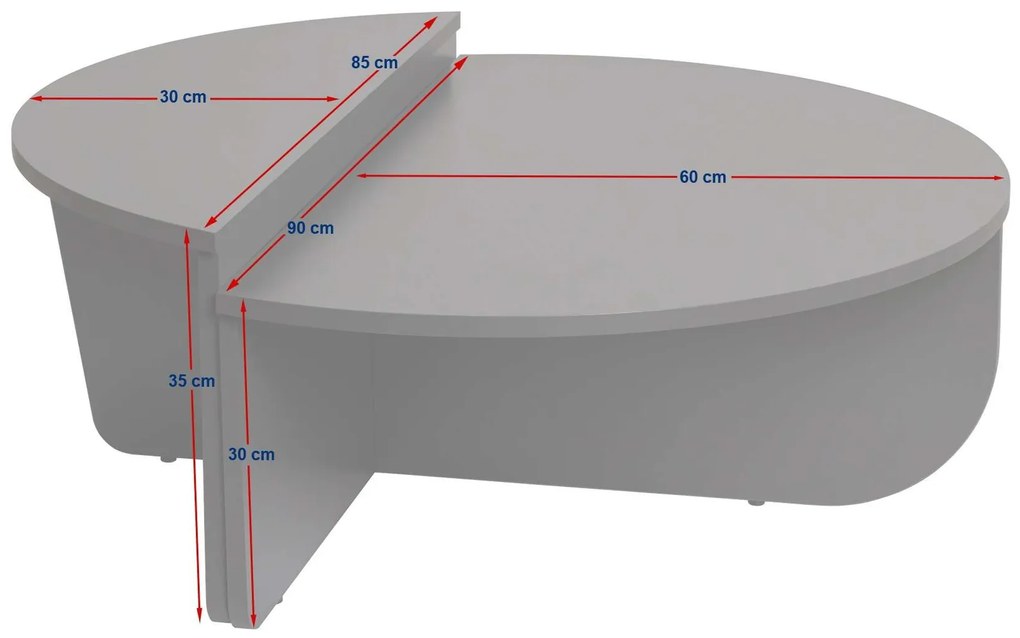 Mesa de Centro Orion – Branco Madeira – 90x30x60 cm / Preto Madeira –