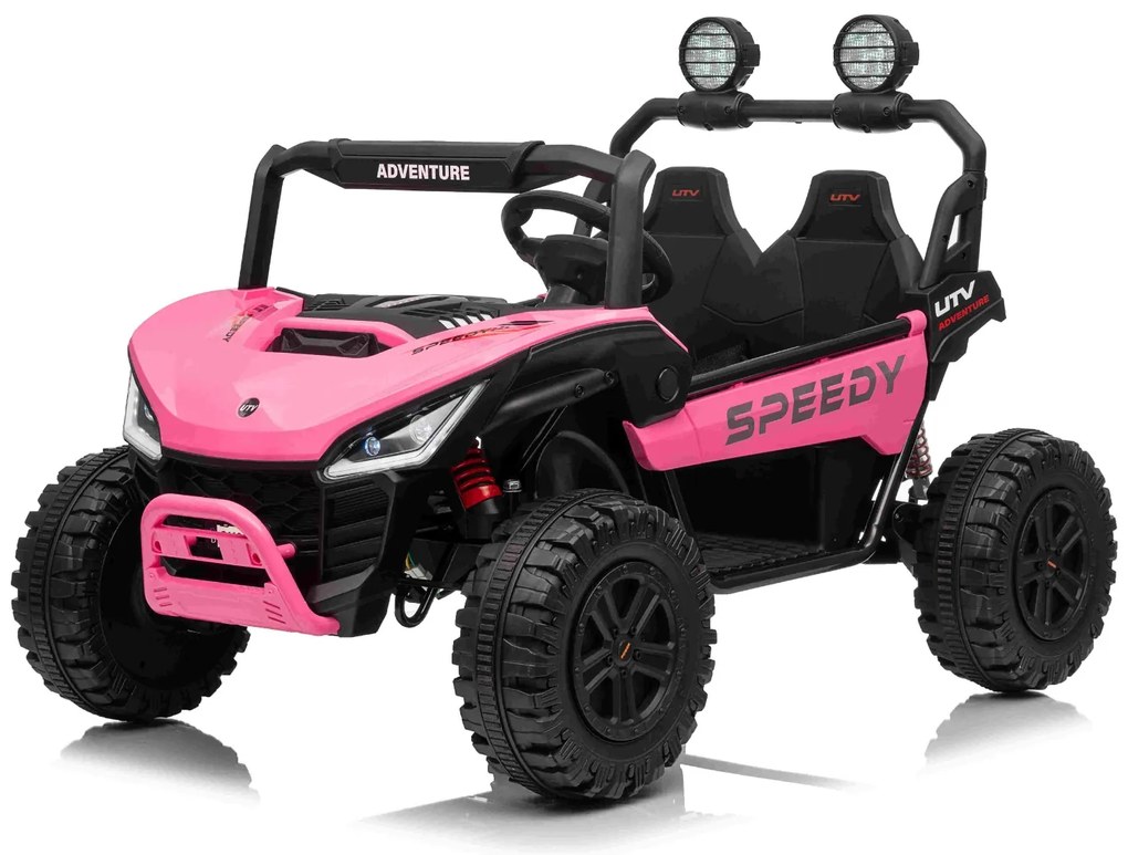 Jipe elétrico para crianças T-REX Ride 4x4, 2 Lugares, 24V, leitor MP3, bateria de lítio, Rodas EVA, controlo remoto, luzes LED Rosa