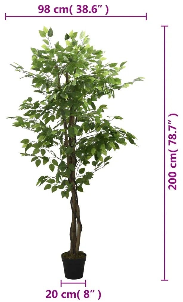 Figueira artificial 1260 folhas 200 cm verde