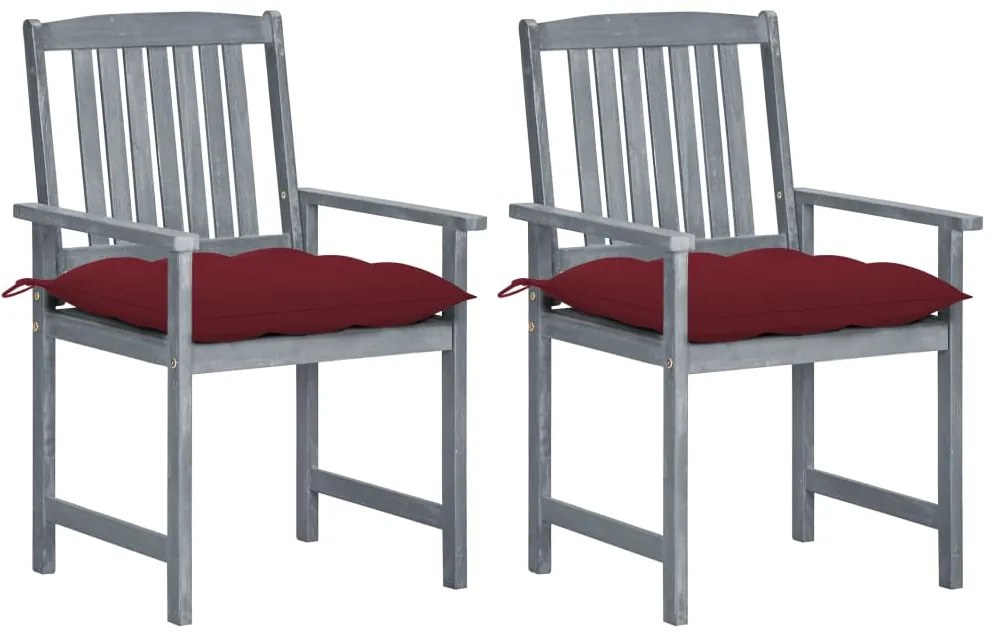 vidaXL Cadeiras de jardim com almofadões 2 pcs acácia maciça cinza