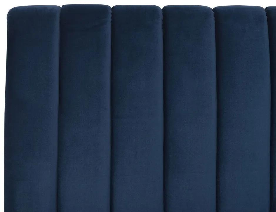 Cama de casal em veludo azul marinho 180 x 200 cm MARVILLE Beliani