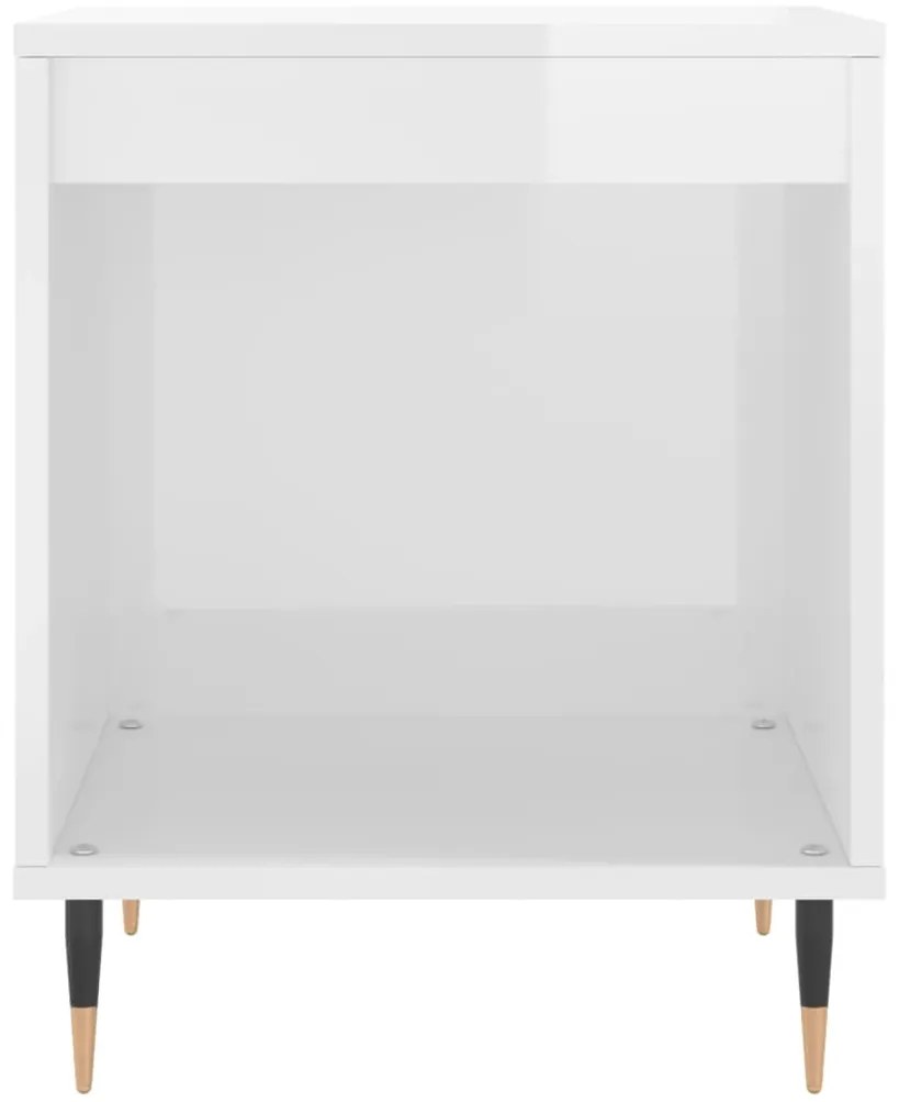 Mesa de cabeceira 40x35x50cm derivados madeira branco brilhante