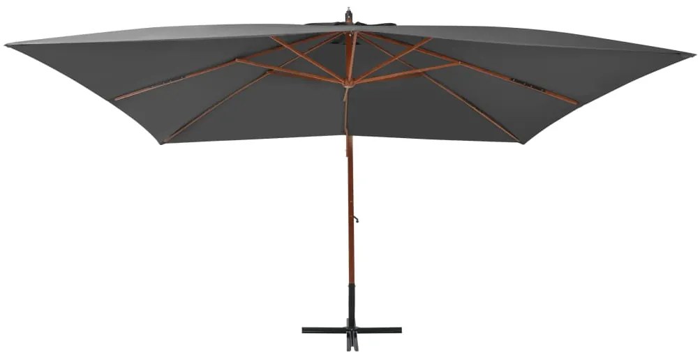 Guarda-sol cantilever c/ poste de madeira 400x300 cm antracite